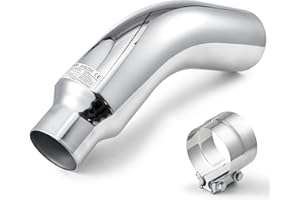 VEVOR Elbow Exhaust Tip, 4 Inch Inlet, 6 Inch Outlet, 23 in Overall Length, Chrome Turn Down Exhaust Tip with Clamp for Truck