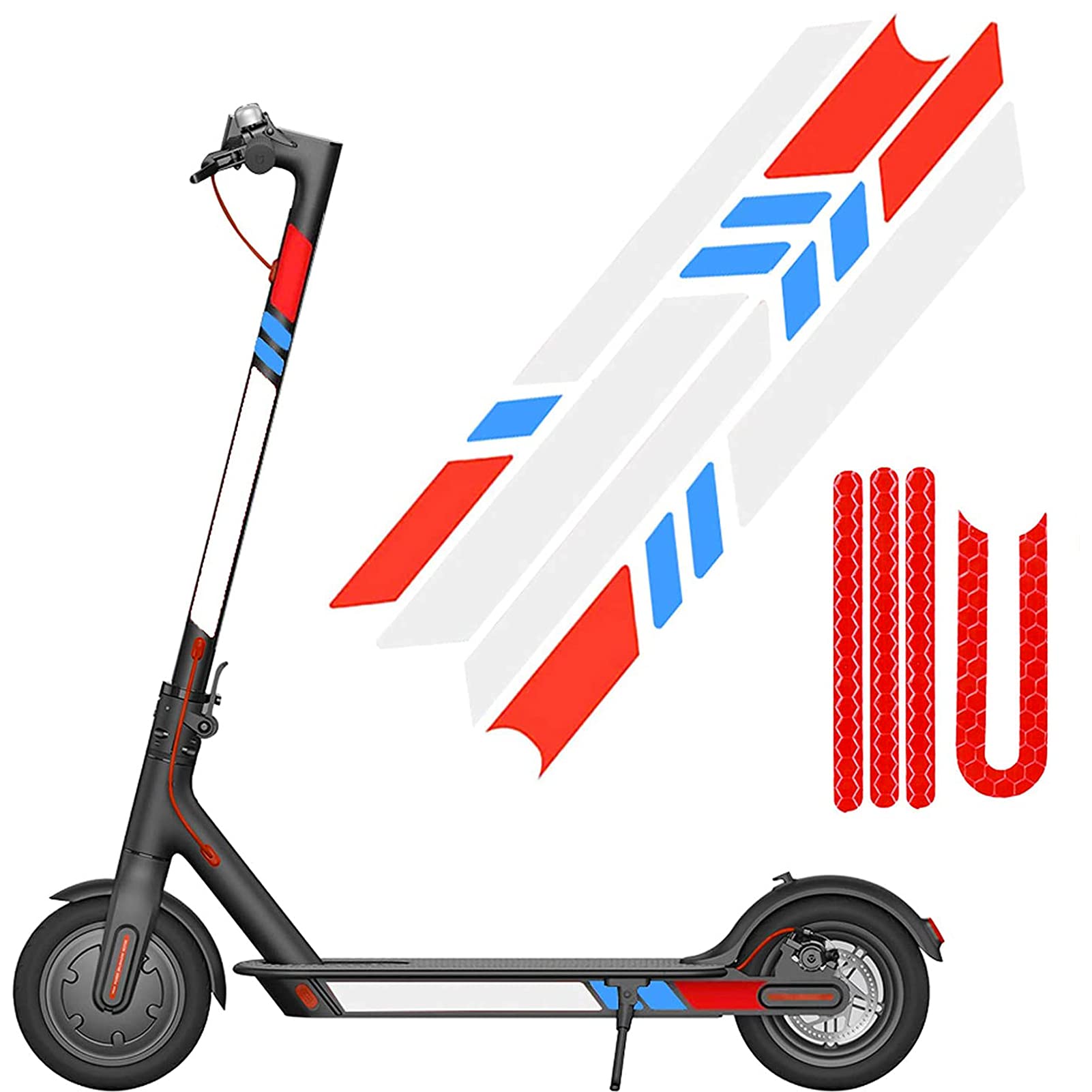 Scooter Reflective Sticker Waterproof Reflective Decals Decorative for Xiaomi Mijia M365 E-Scooter and Ninebot Es1 / Es2 / Es4 Electric Scooter Accessories (Package 1)