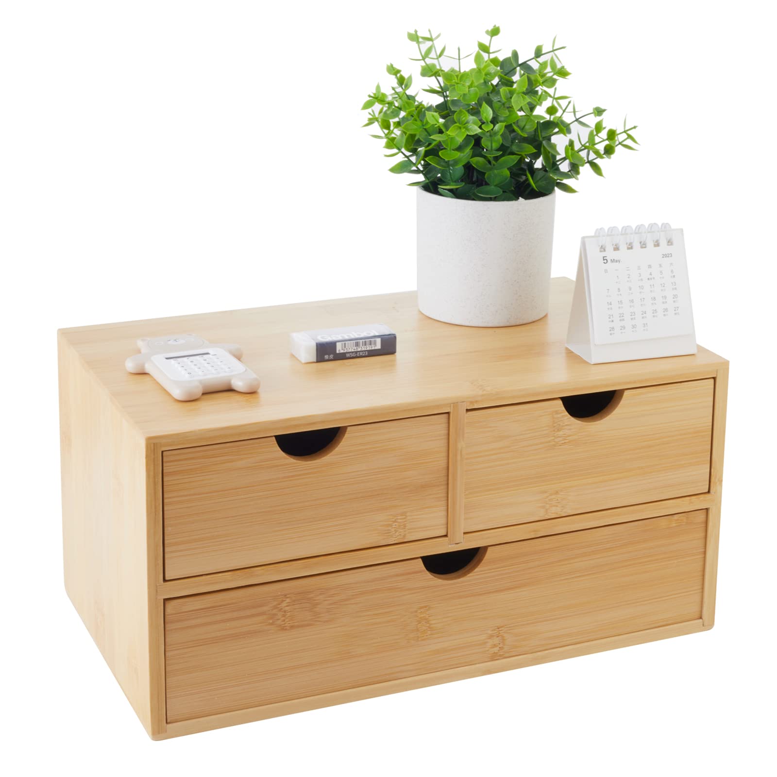 Photo 1 of Charmewooden Bamboo Desk Organizer With Drawers Countertop Drawers Counter Storage Box Corner Desk Organizer for Home Office No Assembly Required (3 Drawers)