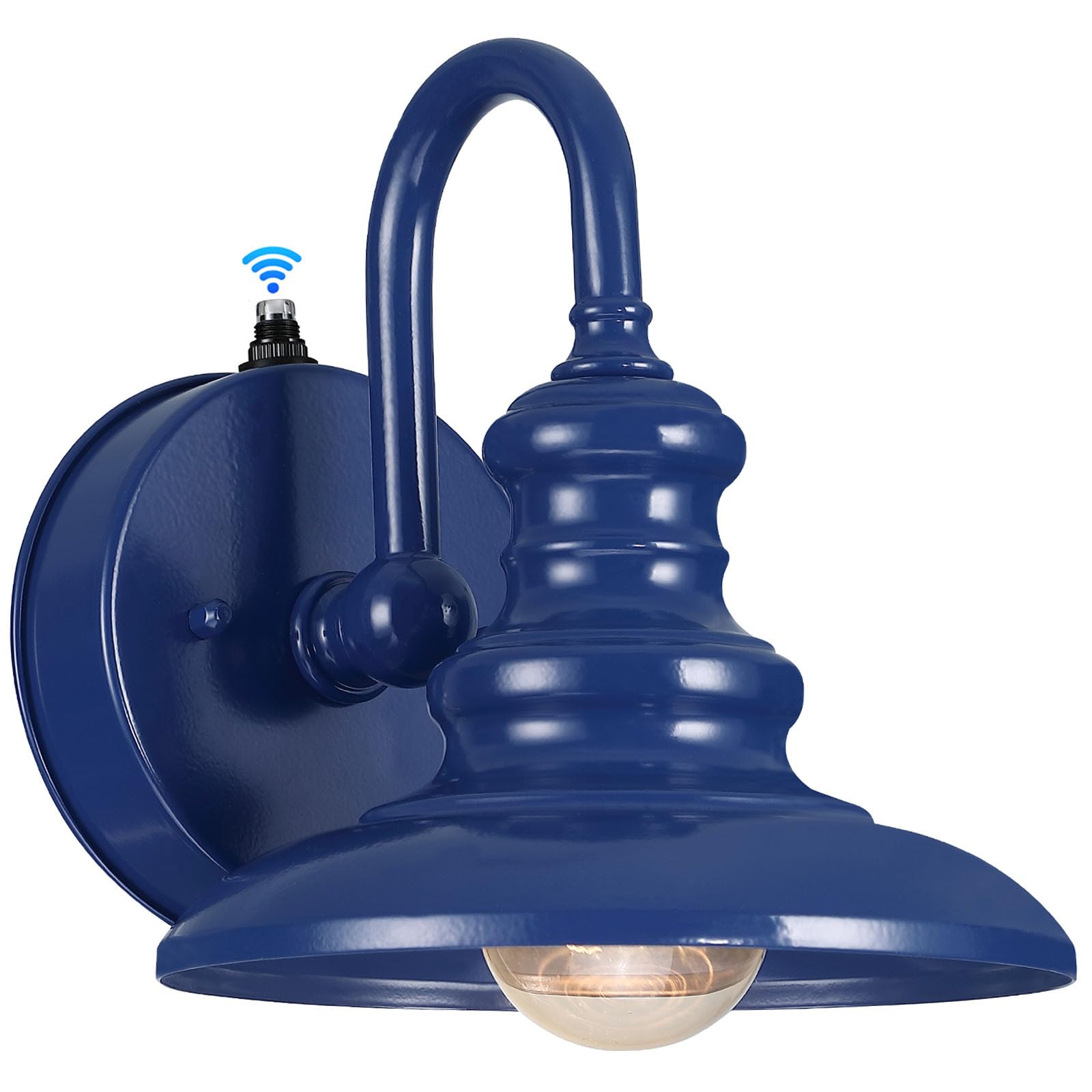 Photo 1 of LONEDRUID Dusk to Dawn Sensor Outdoor Gooseneck Barn Light Fixtures Blue Exterior Wall Sconce Lighting Rustic Outside Porch Lantern Farmhouse Wall Mount Lamp for House Garage Patio