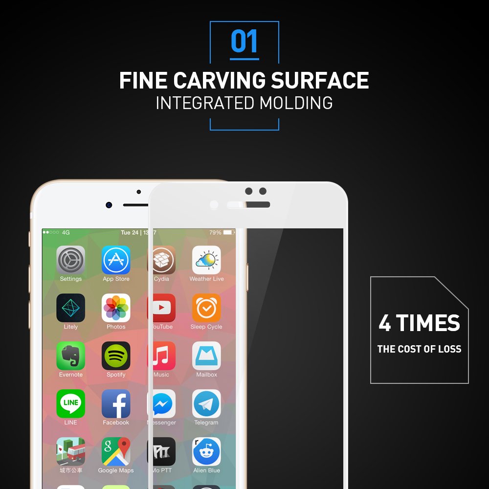 iPhone 8 Plus 7 Plus Screen Protector, WengTech 3D Curved 9H Hardness Bubble Free Anti-Scratch Touch Sensitive Tempered Glass Screen Protector Film for iPhone 8 Plus iPhone 7 Plus 5.5 inch (White, 2 Pack)