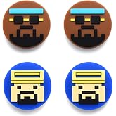 Switch 2 Thumb Grips Caps Cute, Button Caps for Switch2/Pro Controller, FUNLAB Switch Joysticks Cap Silicone Analog Stick Cover, 4PCS Switch2 Button Covers - Brown&amp;Blue
