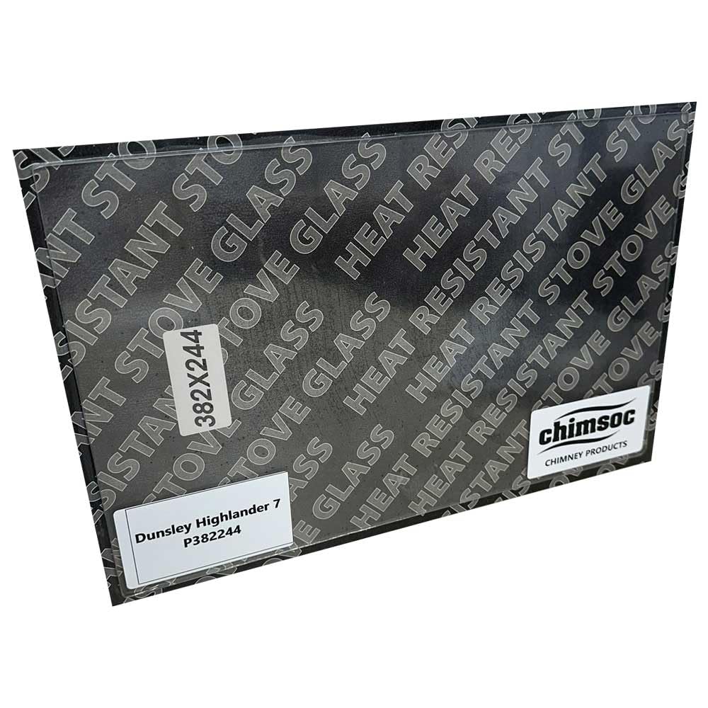 Chimsoc Replacement Stove Glass - Dunsley Highlander 7 / Yorkshire (382mm x 244mm Rectangular)