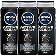 NIVEA MEN Active Clean Body Wash | 3-in-1 Men Shower Gel (Body, Face & Hair), 3x500mL