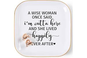 COZITED Retirement Gift for Woman - Trinket Jewelry Dish - A Wise Woman Once Said 'I'm Outta Here...Lived Happily Ever After', Retired Gifts for Women Coworker Teacher Nurse Boss Lady