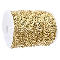 CleverDelights Cable Chain Spool - 330 Feet - Gold Color - 5x7mm Link - Bulk Roll