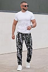 GINGTTO Mens Camo Pants Slim Fit Stretch, Pu Faux