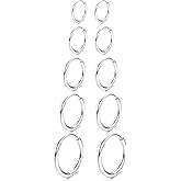 Gokeey 316L Surgical Stainless Steel Small Gold Silver Hoop Earrings for Women Men,Hypoallergenic Cartilage Helix Earrings for Sensitive Ears,Cute Conch Rook Tiny Huggie Hoops Earring Set for Multiple Piercing Jewelry Gift 6mm-12mm