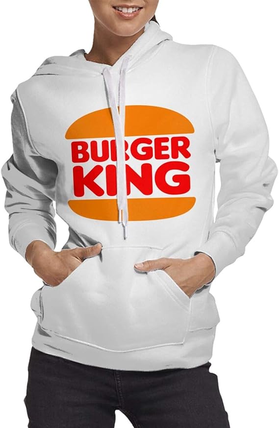 Buy Burger King Women's Casual Sweater Slim-Fit Hooded Sweatshirt Stylish with Pockets White at 