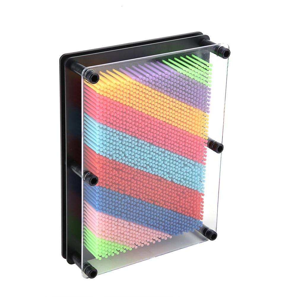 Dioche 3D Metal Pin Art Board, Hand Mold Art Board Multi Size Colour Plastic Needle Carving Novelty Kids Toys 3D Fun Desktop Sculpture Gadget for Home Office Decoration Gift(Black large)