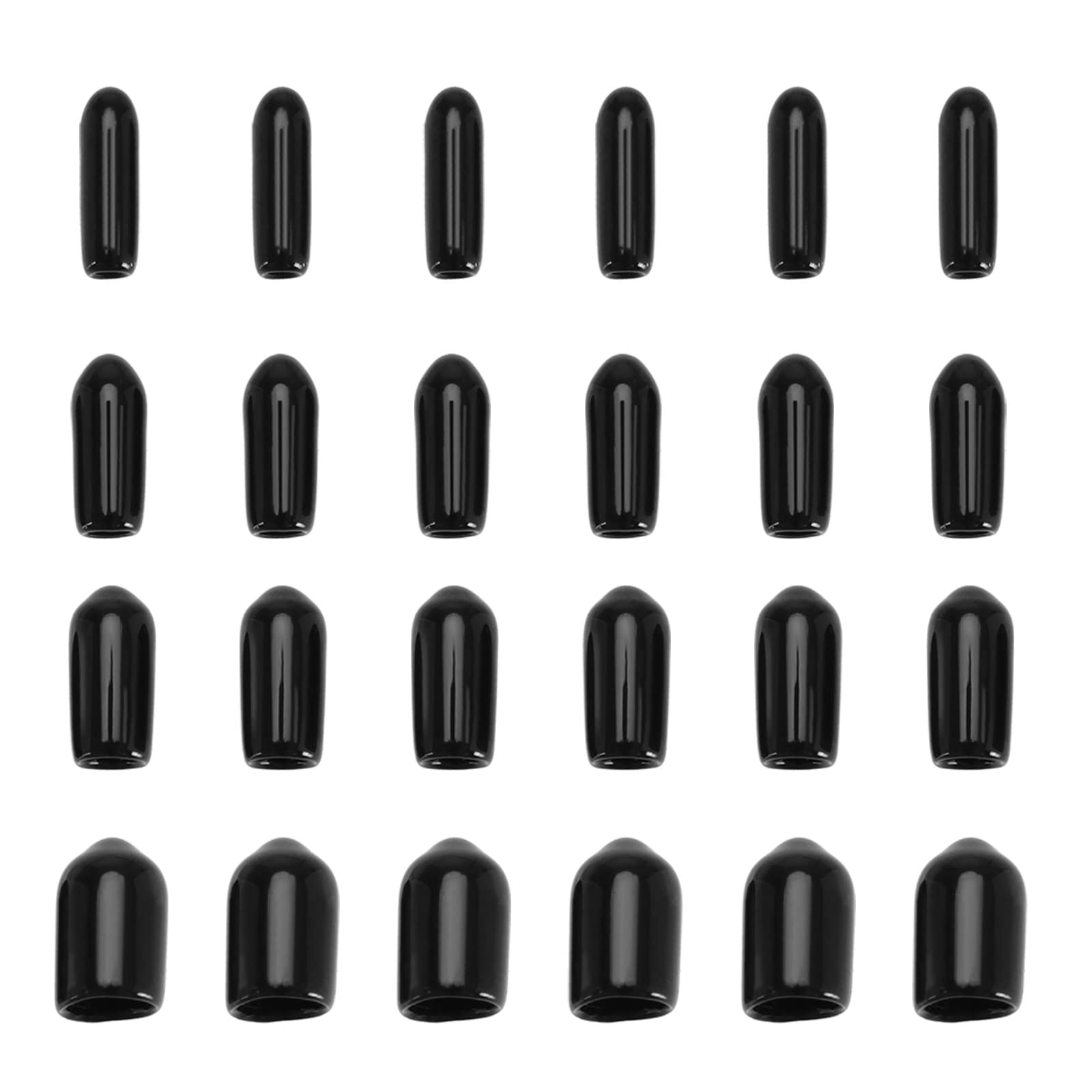 EMSea 200PCS Round End Caps Covers PVC Dust Proof Cover Screw Thread Protectors M2 M3 M4 M6 for Electric Wire Nail Head Round Tubing Black