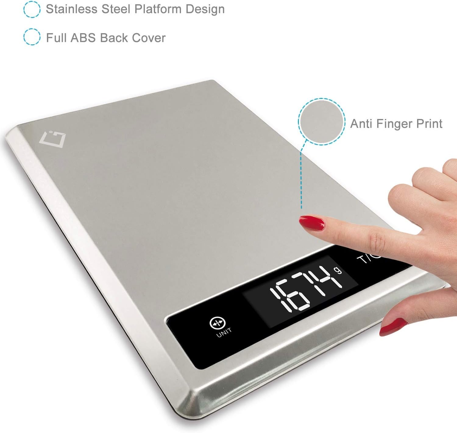 CGI Digital Kitchen Scales | Food Weighing Scale with Tare Function | Anti Thumb Impression Panel & Tare Function, Weighs Upto 5kg/1g, Measures in Multiple Units - Image 4