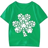 Kids St Patricks Day Shirt Boys Girls Irish Shamrock Clover Lucky Tractor Graphic Tees Toddler Short Sleeve T-Shirt Top Green