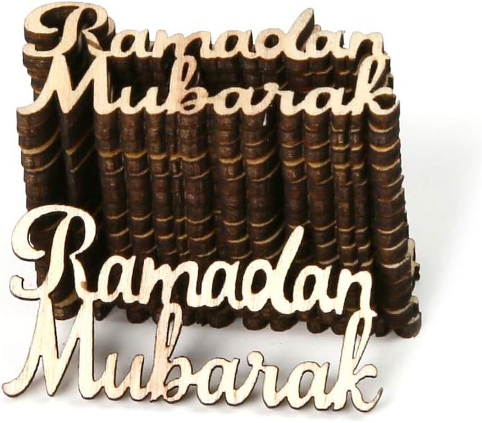 CADANIA 15Pieces Wooden Craft Ramadan Mubarak Decoration Table Confetti Scatter Eid Festival Party Home Decor Desktop Ornament