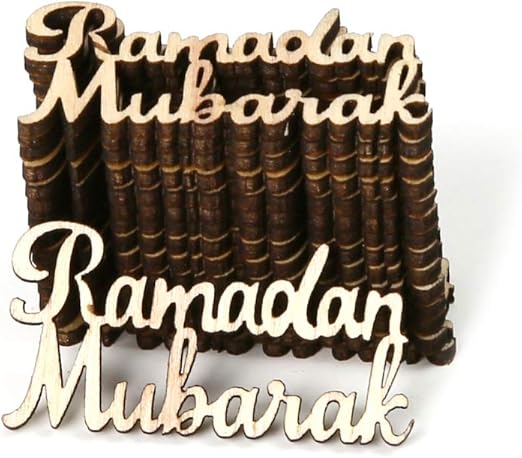 Amazon Com 15pcs Wooden Craft Ramadan Mubarak Decoration Table
