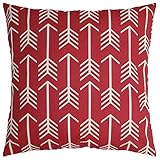 JinStyles Arrow Cotton Canvas Decorative Throw Pillow Cover (Christmas Red and White, 18 x 18 inches)