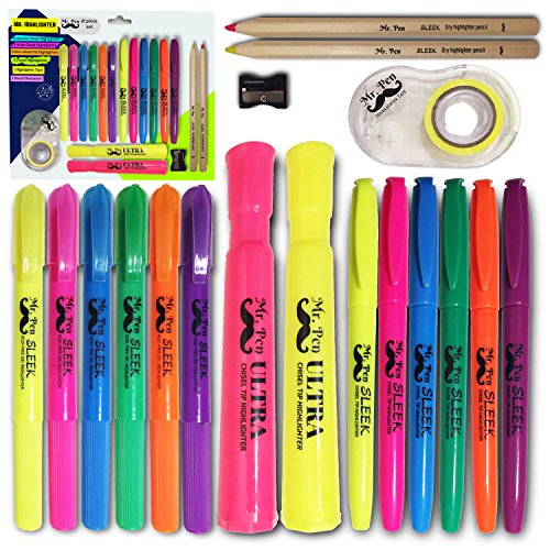 Mr. Highlighter Tape Pen 18 Pc Highlighter Set, 6 Gel Bible
