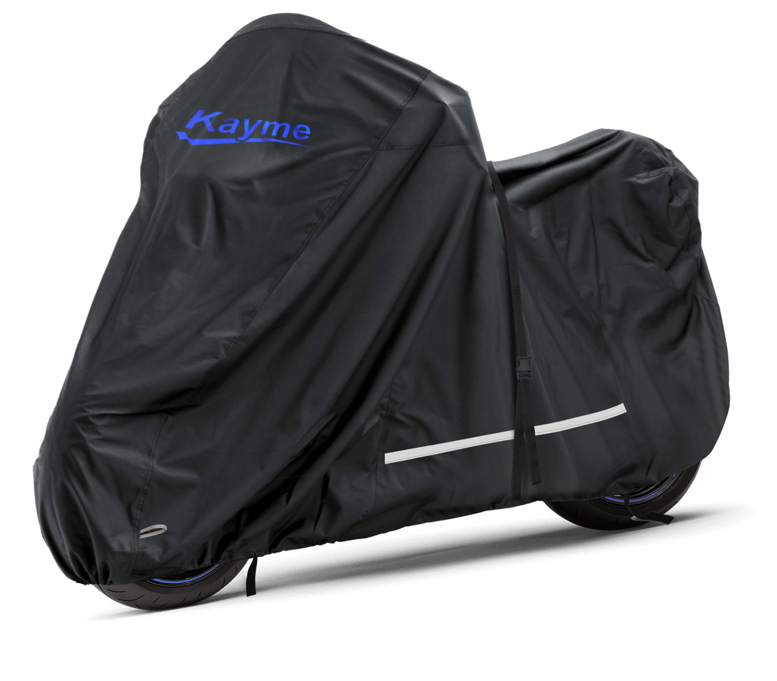 Photo 1 of Kayme 300D Motorcycle Cover Waterproof Outdoor, Rainproof Dustproof Motorbike Protective Tarp with Lock Hole All Season, Universal Fit Street, Sport, Adventure, Cruiser MC, etc. Length 92 inch.