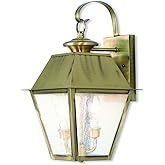 Livex Lighting 2165-01 Transitional Two Light Outdoor Wall Lantern from Mansfield Collection Finish, Antique Brass