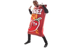 HAUNTLOOK Taco Sauce Halloween Costume - Funny Fire Hot Chili Pepper Packet Food Suit