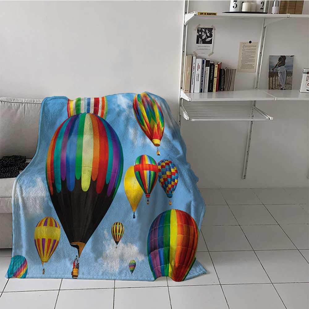 prunushome Colorful Blanket Hot Air Balloons Flying in The