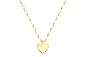 MIDDLUX Heart Initial Necklaces for Women Girls, Unique Personalized Gifts for Her, Letter Double Side Engraved Love Pendant Necklace, Minimalism Style Jewelry for Everyday Wear