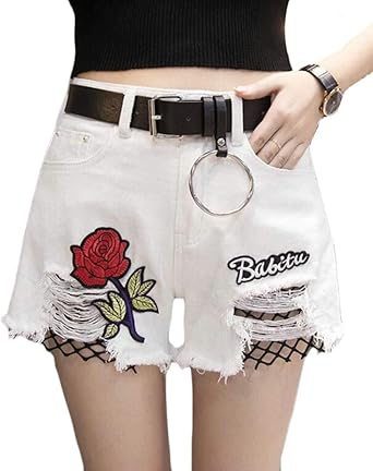 embroidered high waisted shorts