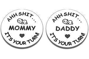 XPENMULBOJA New Baby Gift for Dad Mom Decision Coins Funny New Parents Pregnancy Gift for First Time Daddy Mummy to be Christmas Birthday Baby Shower Father's Mother's Day Coin for Husband Wife Double-Sided