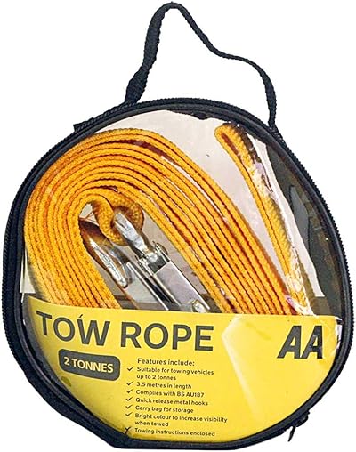 AA 6189 Tow Rope 3.5m Yellow Strap Towing Belt Car Up to 2 Tonnes BS AU 187