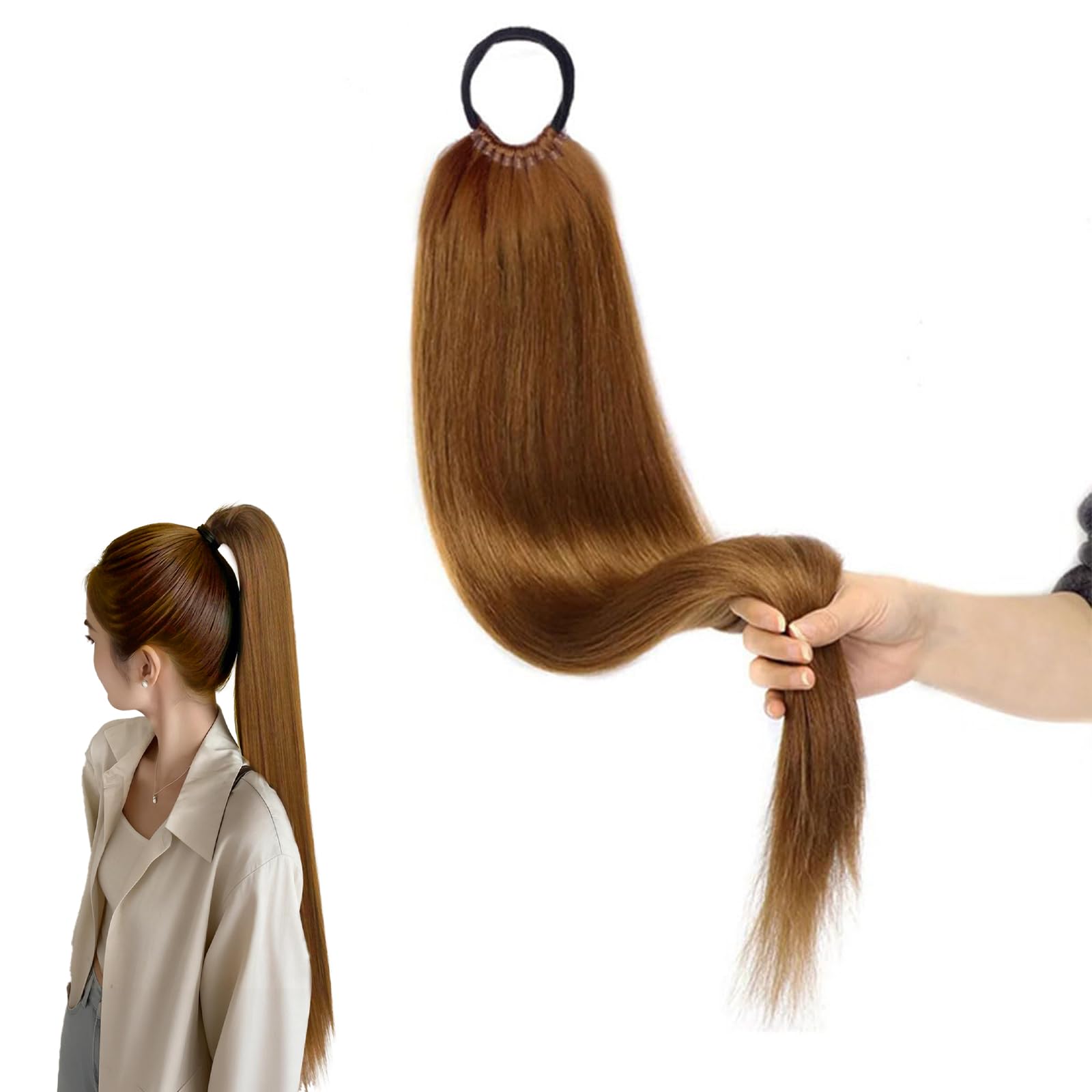Ponytail Extension for Black Women Long Straight Synthetic Hair Extension for Daily 0434