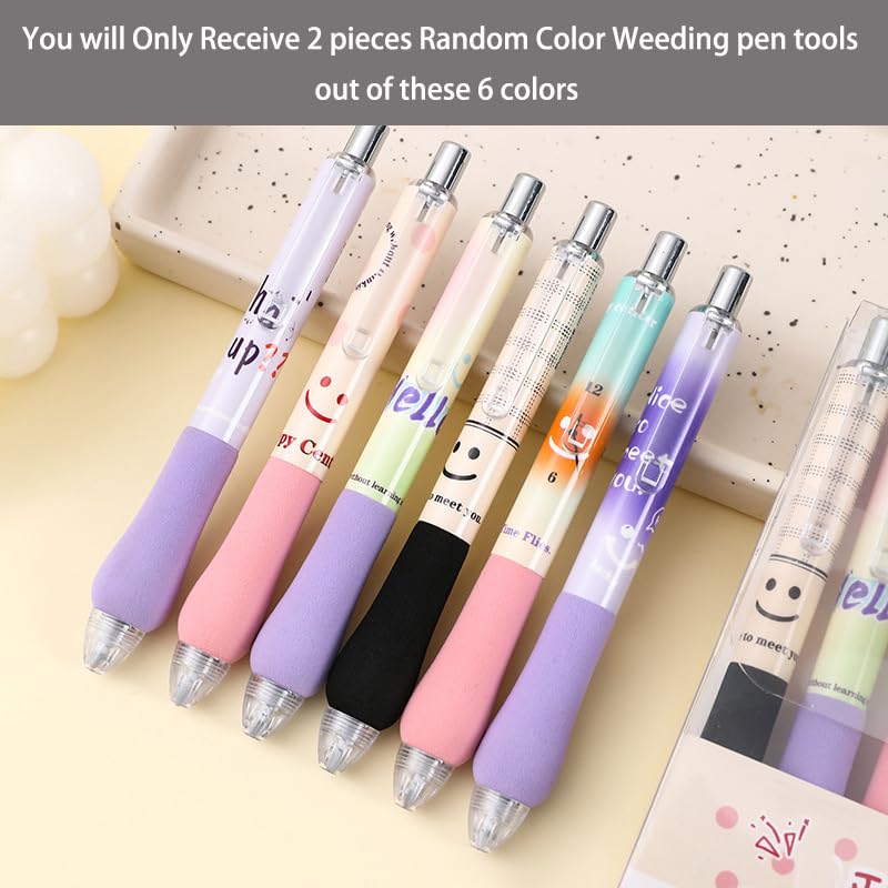 aigHOMnE 2 Piece Pin Pen Weeding Tool for Vinyl, Precision Weeding Pen Tools Quick Air Release Tool Pinpen for Craft Projects Pen Weeder Pokey Tool (2 Piece Random Color)