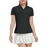 BASUDAM Women's Golf Shirts V-Neck Short Sleeve Collared Tennis Polo T-Shirts Quick Dry