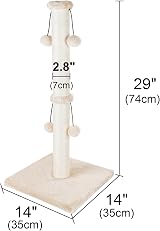 Dimaka Cat Scratching Post 74 cm Natural Sisal Beige with 4 Teasing Balls view 2