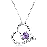 BriLove 925 Sterling Silver Necklace for Women,I Love You to The Moon and Back Engraved CZ Love Heart Pendant Necklaces for Birthday Gift