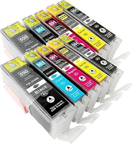 10 YouPrint Druckerpatronen kompatibel zu CLI-551 PGI-551 mit Chip: je 2x PGI-550PGBK XL, CLI-551BK XL, CLI-551C XL, CLI-551M