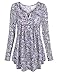 Becanbe Women's Vintage Long Sleeve V Neck Pleated Tunic Shirt