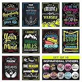 HappyPoster Inspirational Wall Art with Stickers! 10 Motivational Posters for Classroom Decorations, Home, Office Decor, College Dorm, Library Poster Set. School Supplies Positive Quotes Wall Decor