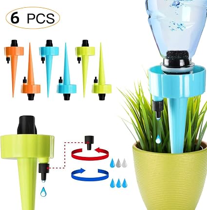 Amazon Com Upgraded Automatic Plant Watering Devices Self Watering Spikes Convenient Plant Waterer Vacation Drip Irrigation System With Slow Release Control Valve Switch For Potted Plants 6 Pcs A Pack Garden