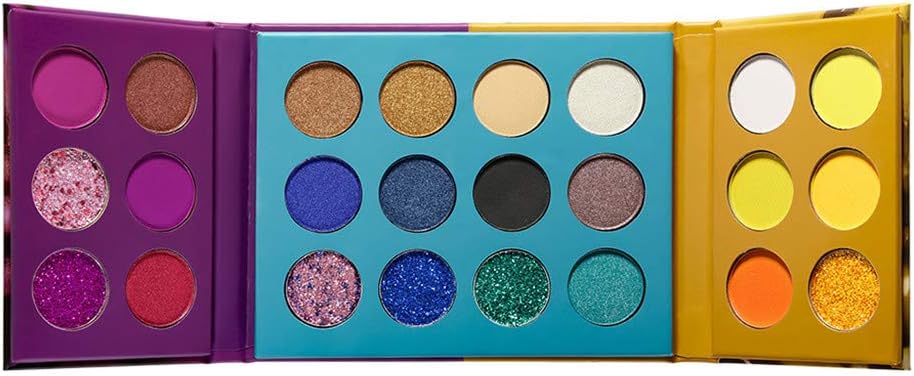 Pressed Glitter Eyeshadow Palette - Professional Highly Pigmented and Long-Lasting Mineral Shimmer Makeup Pallet Eye Shadows Flash Color Waterproof Cosmetic Set