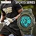 Men's Digital Sports Watch LED Military 50M Waterproof Watches Outdoor Electronic Army Alarm Stopwatch Green