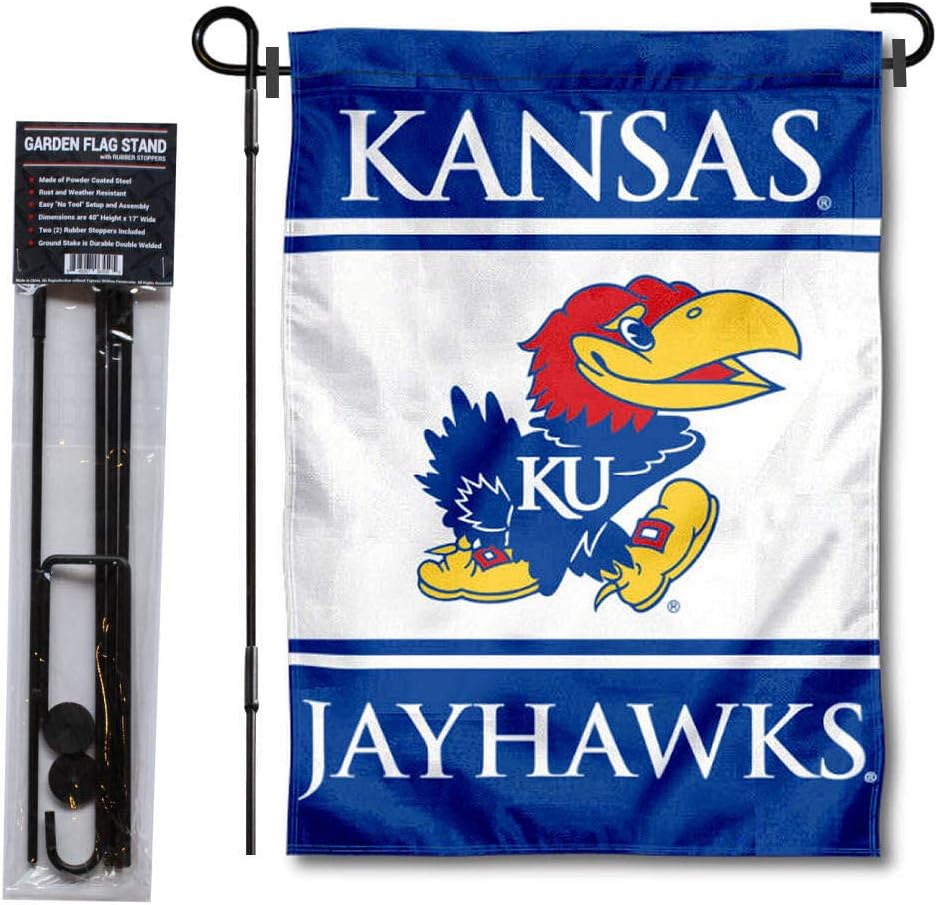 College Flags & Banners Co. Kansas Jayhawks Garden Flag and Flag Stand Pole Holder Set