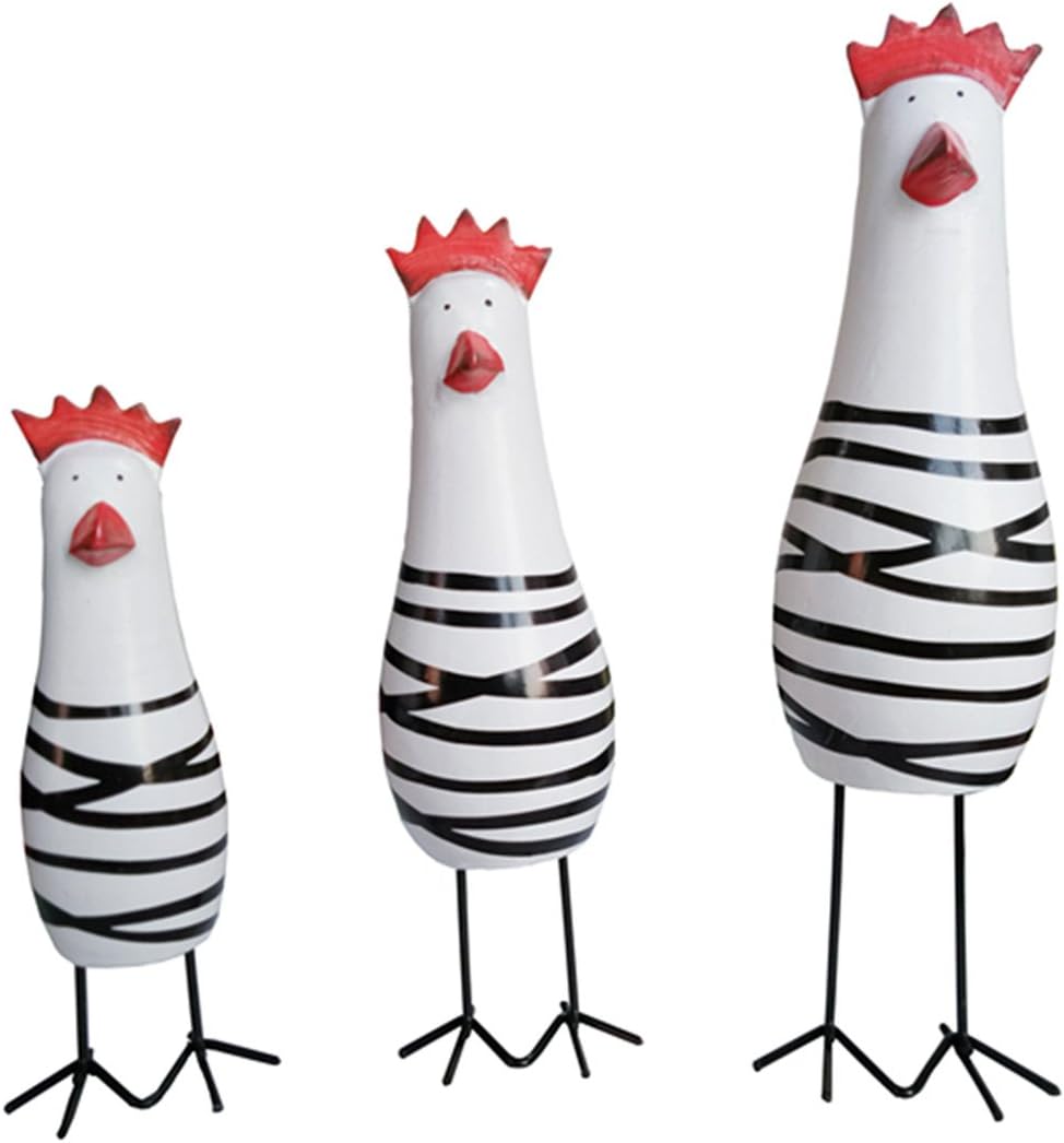 Xdorra Wood Cute Chicken Shelf Decor Desk Decor Carving Figurines- Funny Gift Choice Folk Wooden Chicken Home Decor -Family 3 Puppets Chicken Furnishing Chicken Toy Decor (3pcs/Pack)