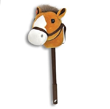 Linzy Hobby Horse, Stick Horse Tan with Galloping Sounds and a Telescopic Stick 40 Inch