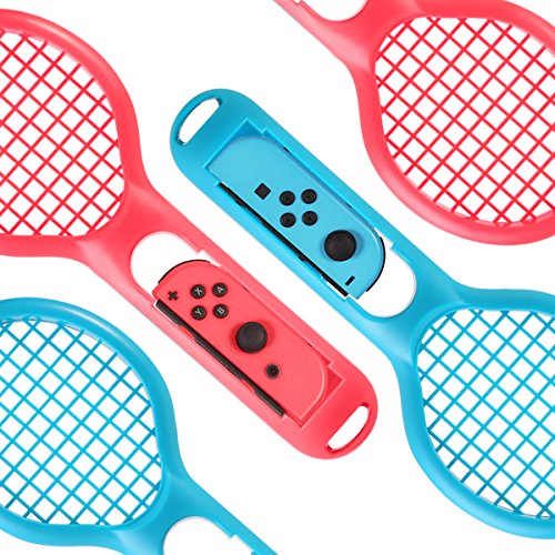 oenbopo Tennis Racket for Nintendo Switch Joy-Con Controller, Accessories for N-Switch Joy-Con Game Mario Tennis ACES - Black and Red - Thumbnail 4