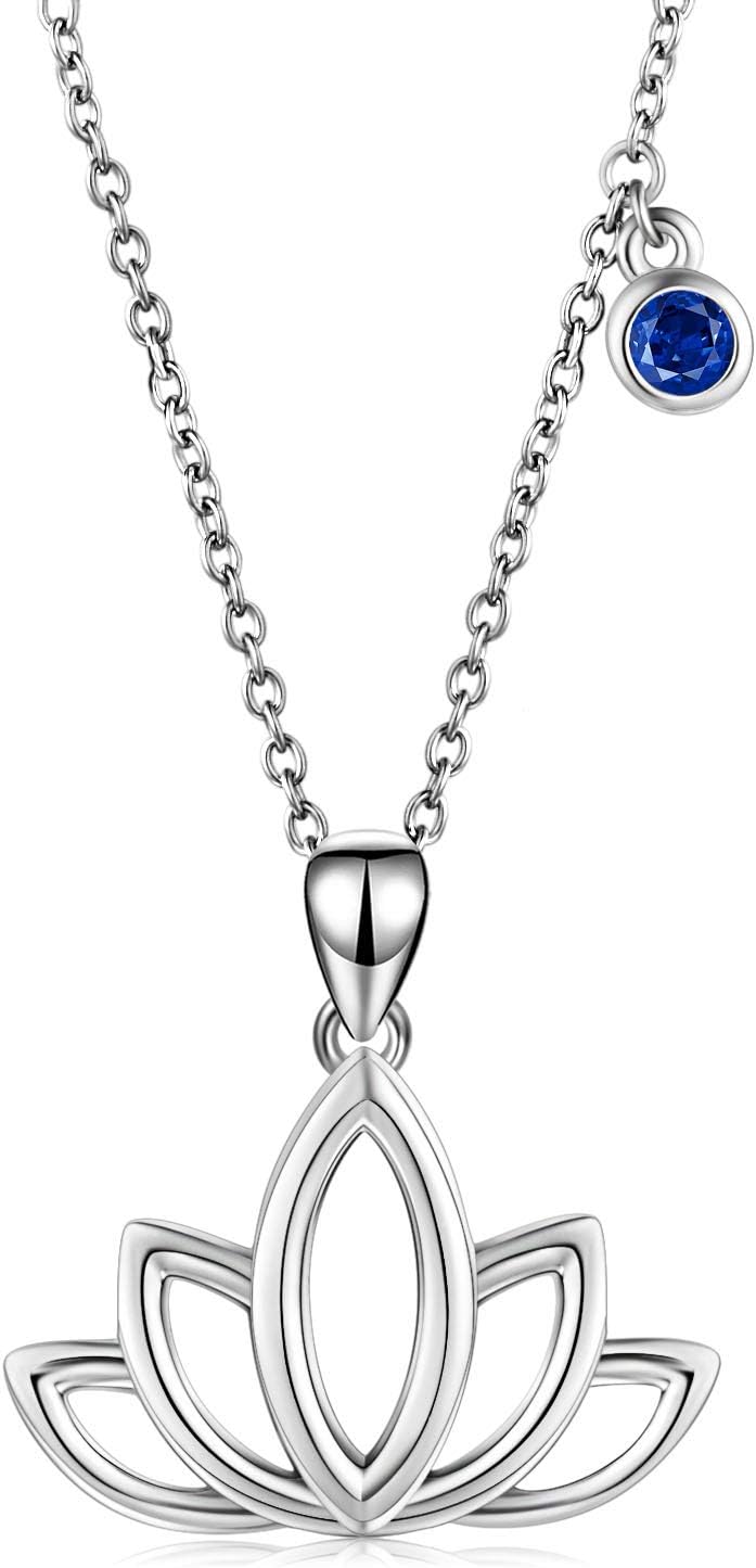 Lotus Flowe Pendant Necklace 925 Sterling Silver Hollow Flower Necklace Set Jewellery for Women Girls