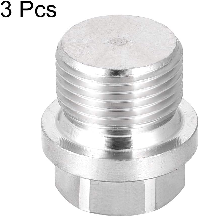sourcing map M20 X 1.5 Male Outer Hex Head Plug - 304 Stainless Steel Solid Thread Corrosion Resistant Bung Plug Pipe Fitting 3Pcs - Image 4