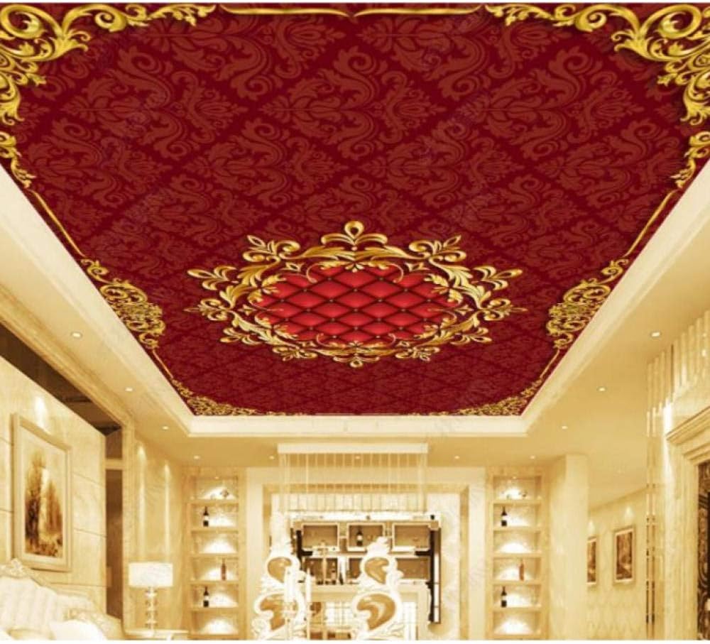 Amazon Co Jp 天井 3d壁紙ポスター 赤い模様 カスタム大規模な壁紙の壁紙3dテレビの背景リビングルームの写真の壁紙3dルームの壁紙 1x100cm 47x39inch ホーム キッチン