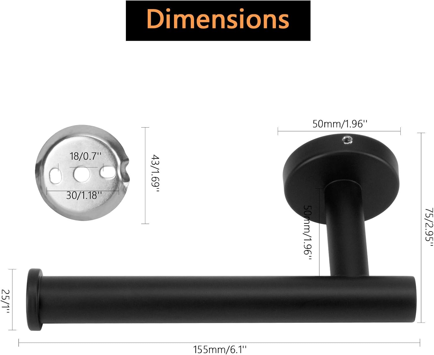 NearMoon Bathroom Toilet Paper Holder, Premium SUS304 Stainless Steel Rustproof Wall Mounted Toilet Roll Holder for Bathroom, Kitchen, Washroom (Matte Black): Kitchen & Dining