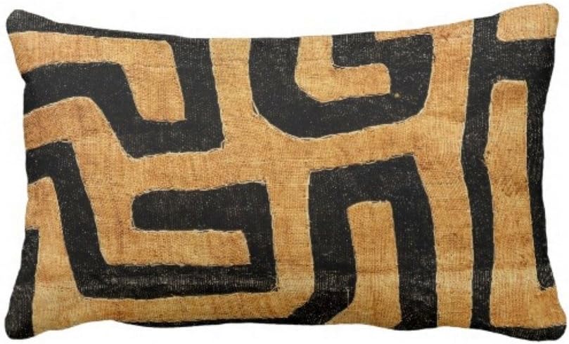 Amazon Com Kuba Cloth Printed Throw Pillow Case Cover Tan Black