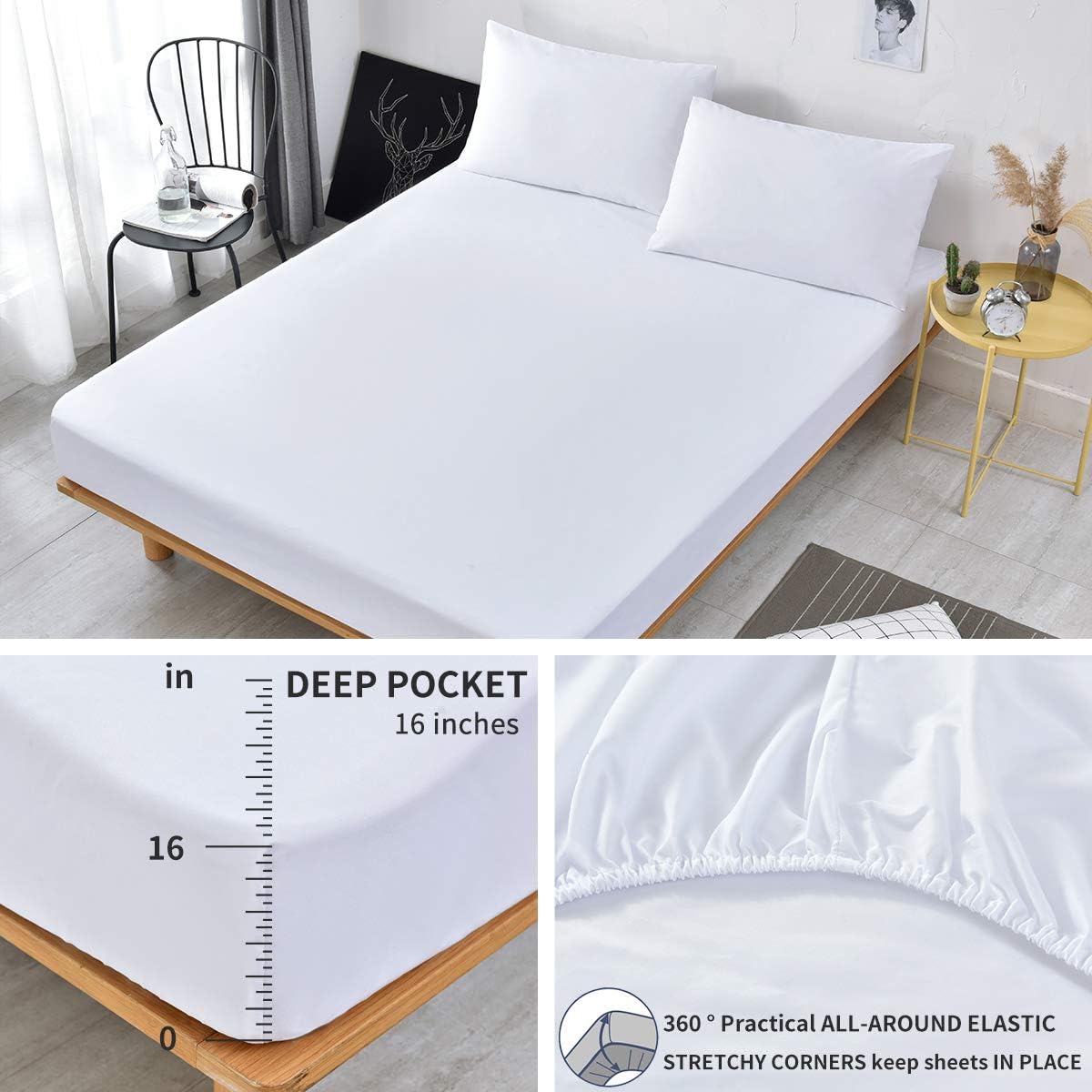 RUIKASI Bedding Double Bed Sets, 4 Piece Bedding Set Double Bed, Deep Pocket Fitted Sheet and Duvet Cover with Pillow cases - Image 4